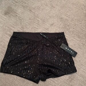 Motel Rocks Black Sequin Skirt
